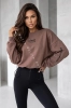 komplet brązowa bluza oversize ocieplana i czarne legginsy z wysokim stanem
