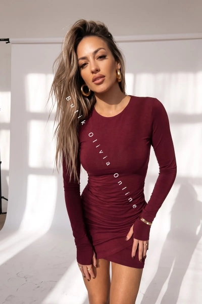 Bluzka z rozcięciem na kciuk WINE ONLY - bordowa